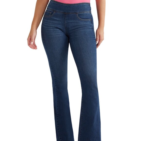 Womens Jeans Flare Leg Stretch Pull On Super High Rise Sofia Vergara Melisa Blue - Picture 7 of 8